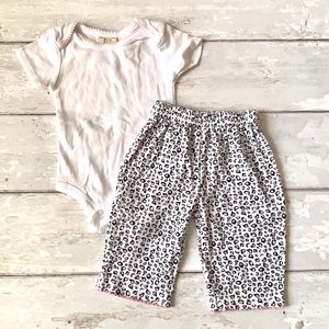 Baby Girl 3-6m Animal Print Outfit White Pink Onesie Leggings Cotton 3m 6m